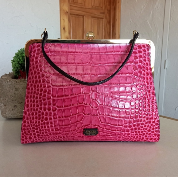 Frances Valentine Jackie Frame Bag, Embossed leather in Pink - Picture 12 of 16